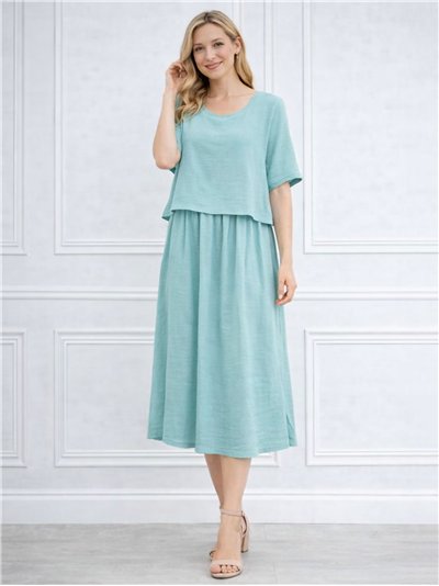 Vestido liso efecto doble