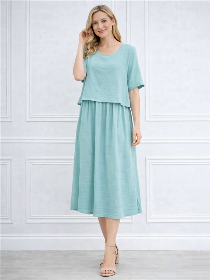 Vestido liso efecto doble