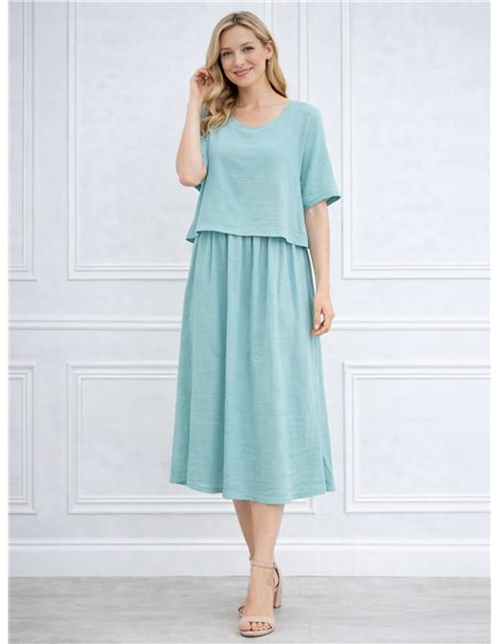 Vestido liso efecto doble