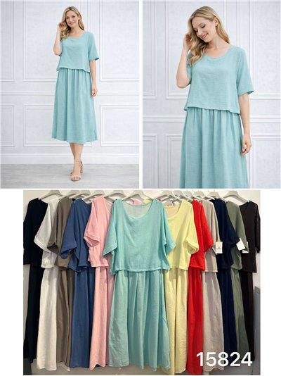 Vestido liso efecto doble 2