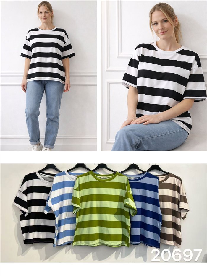 Camiseta amplia rayas anchas