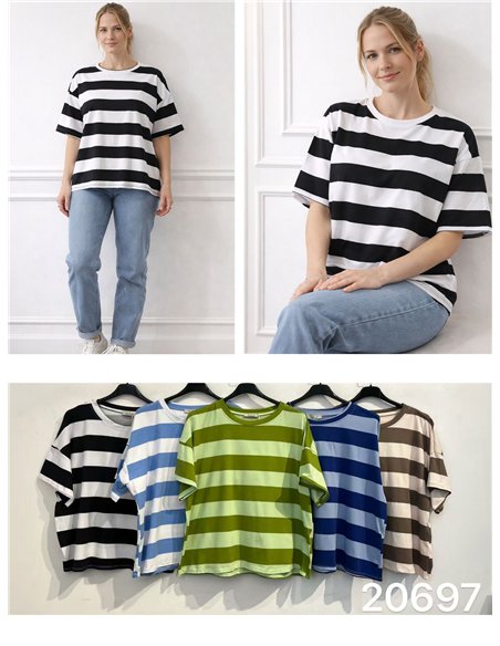 Camiseta amplia rayas anchas