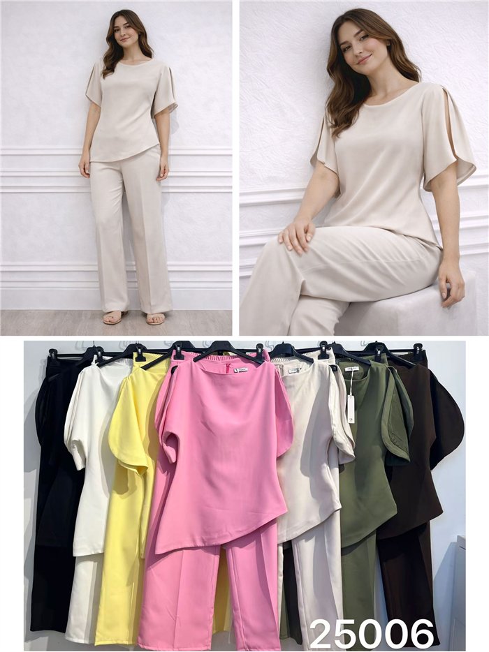 Asymmetrisches Blusen- und Hosen-Set