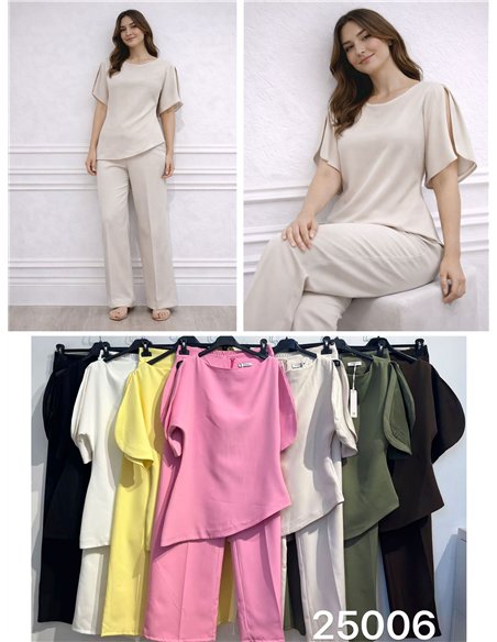 Asymmetrisches Blusen- und Hosen-Set