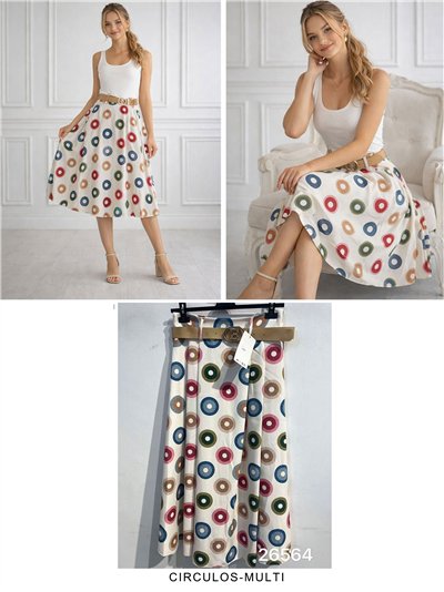 Kreisförmiger Midi-Rock mit Gürtel 2