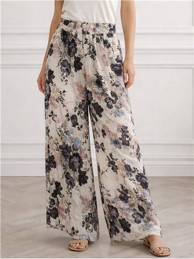 Romantici pantaloni a gamba larga con stampa floreale