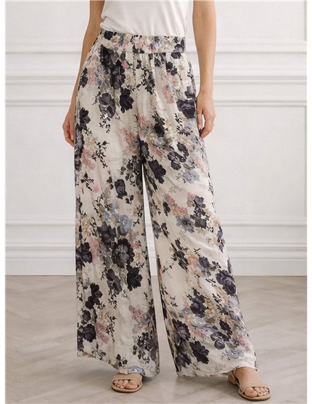 Romantici pantaloni a gamba larga con stampa floreale
