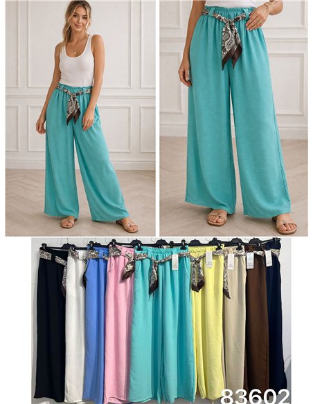 Fluid palazzo trousers with scarf belt