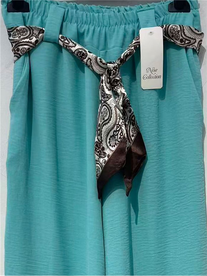 Fluid palazzo trousers with scarf belt