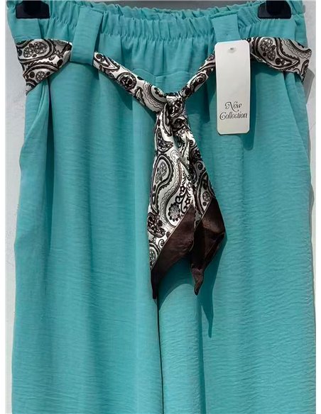 Fluid palazzo trousers with scarf belt
