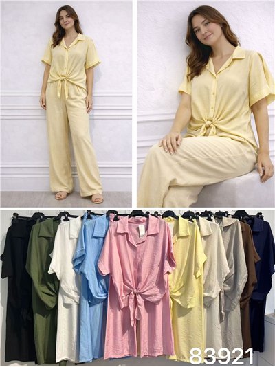 Conjunto de camisa fluida anudada y pantalón 2