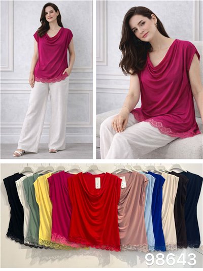 Top drapeado con encaje talla grande 2