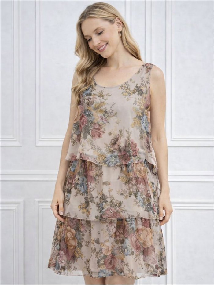 Vestido floral de gasa doble capa