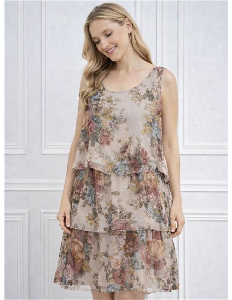 Vestido floral de gasa doble capa