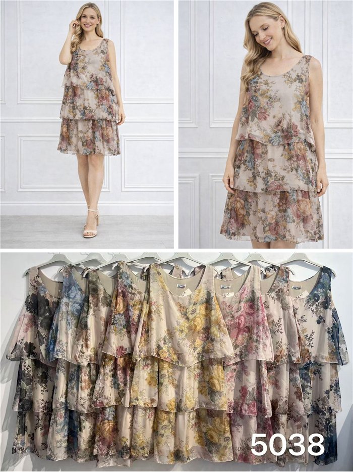 Vestido floral de gasa doble capa