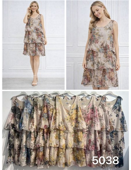 Vestido floral de gasa doble capa