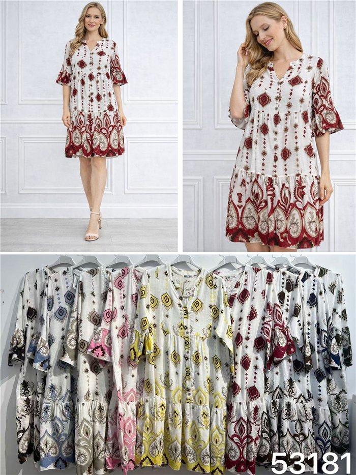 Bedrucktes Boho-Midikleid