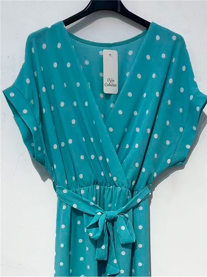 Vestido midi cruzado lunares con lazada