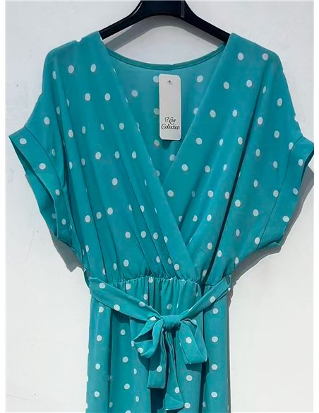 Vestido midi cruzado lunares con lazada