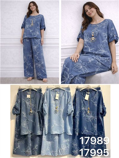 Conjunto blusa amplia floral y pantalón 2