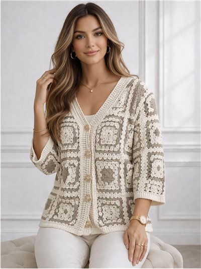 Chaqueta de crochet calado con botones