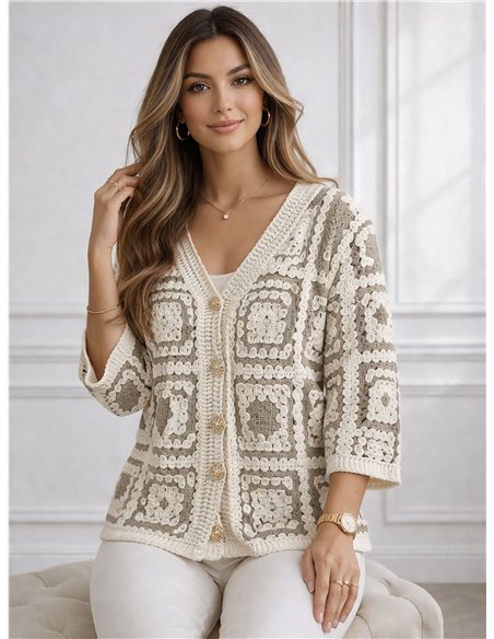 Chaqueta de crochet calado con botones