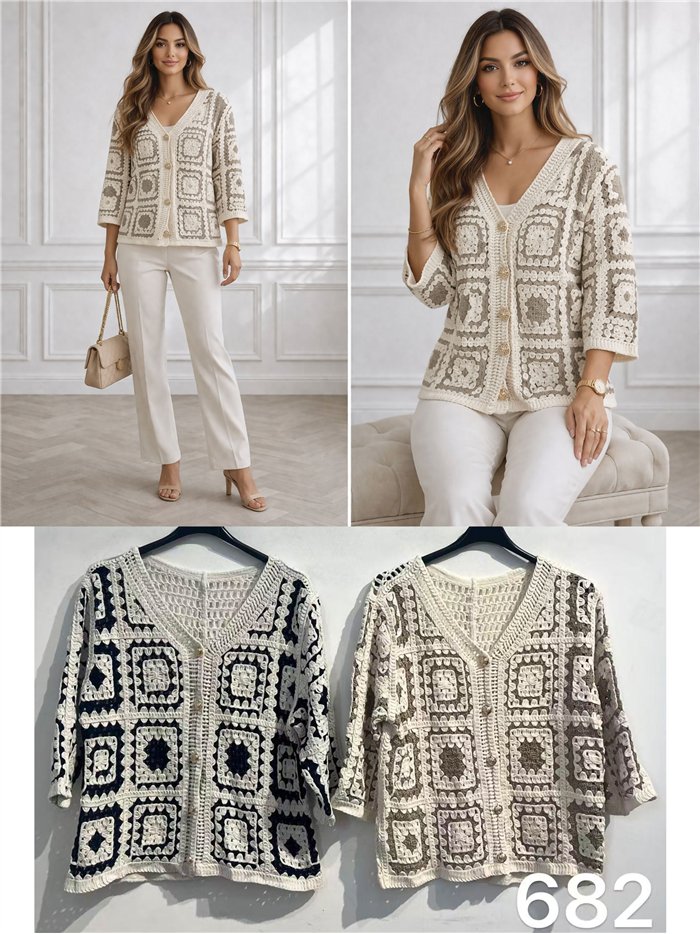 Chaqueta de crochet calado con botones