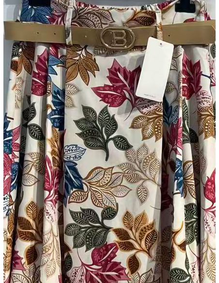 Geblümter Midirock mit Gürtel | ZD-26564-FLORAL | B2B