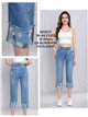 Jeans capri con vuelta bordada
