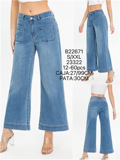 Jeans wide leg bolsillos plastrón 2