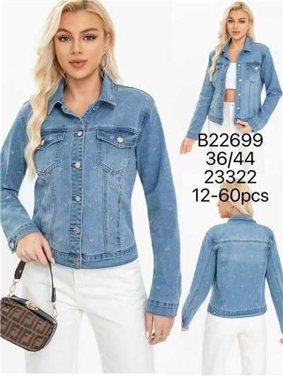 Chaqueta denim florecitas bordadas 2