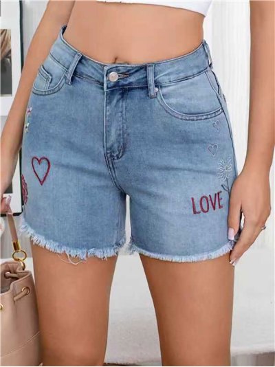 Short denim bordado