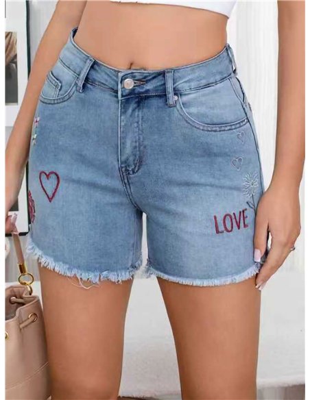 Short denim bordado