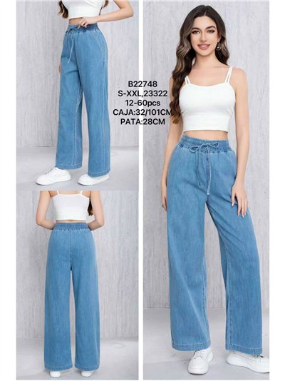 Jeans wide leg cintura elástica 2