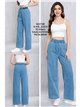Jeans wide leg cintura elástica