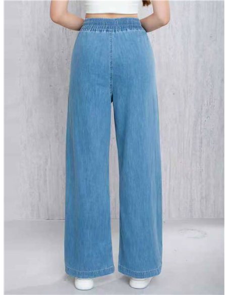 Jeans wide leg cintura elástica