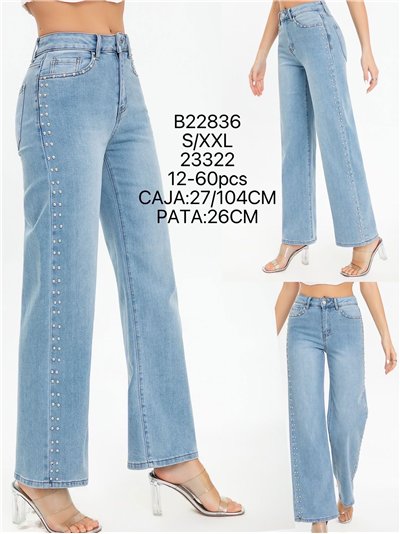 Jeans wide leg tachas 2