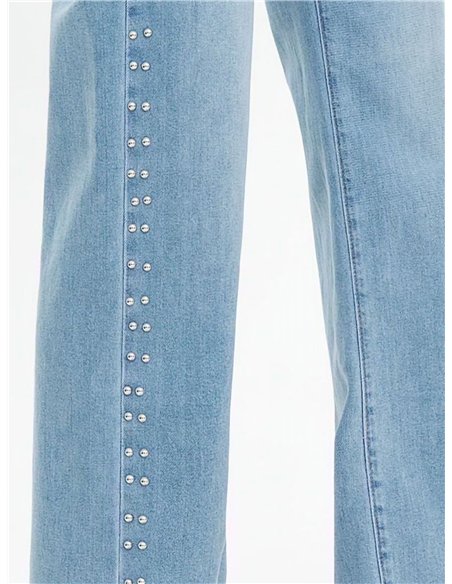 Jeans wide leg tachas