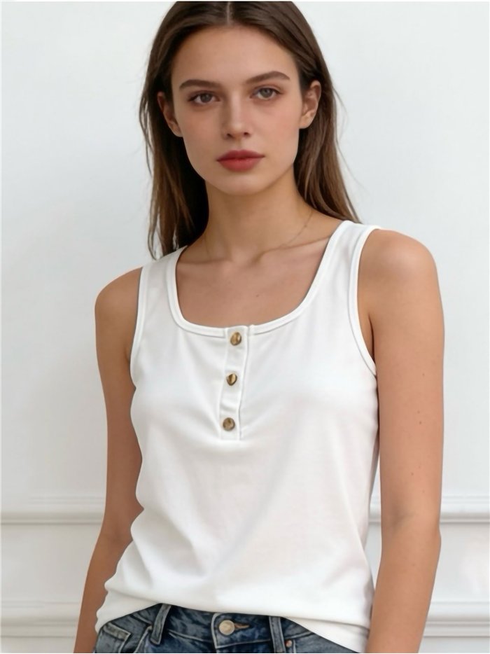 Button detail tank top