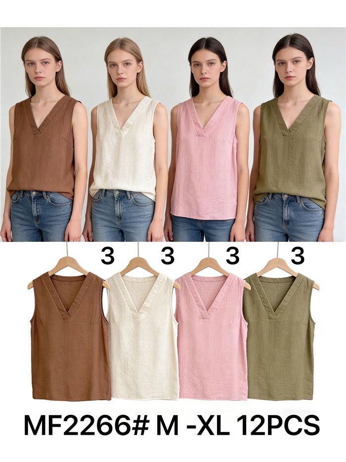 V neck sleeveless blouse