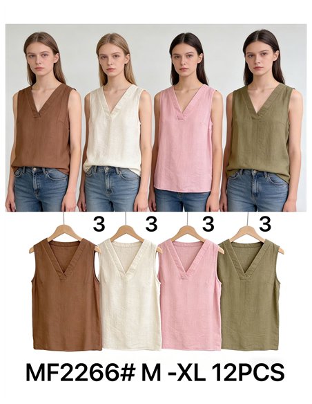 V neck sleeveless blouse