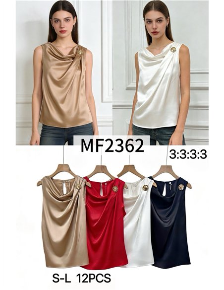 Draped satin top