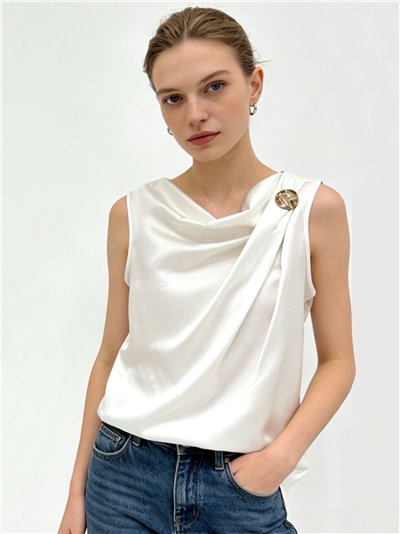 Draped satin top