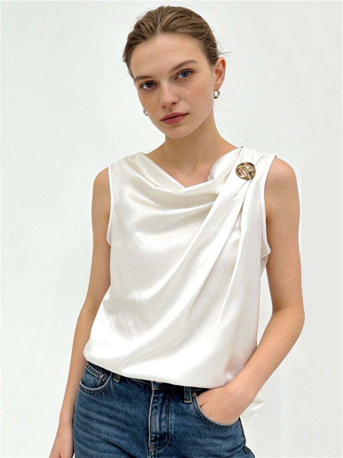 Draped satin top