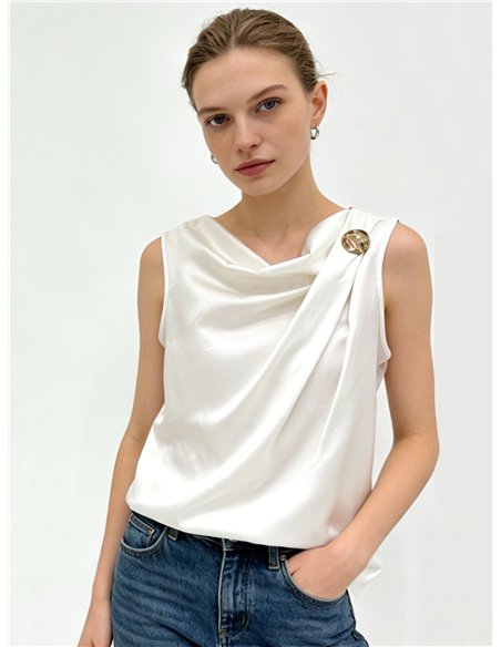 Draped satin top