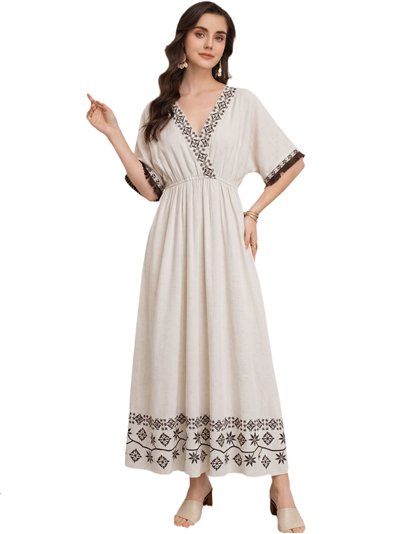 Boho embroidered maxi dress