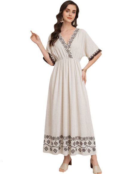 Boho embroidered maxi dress