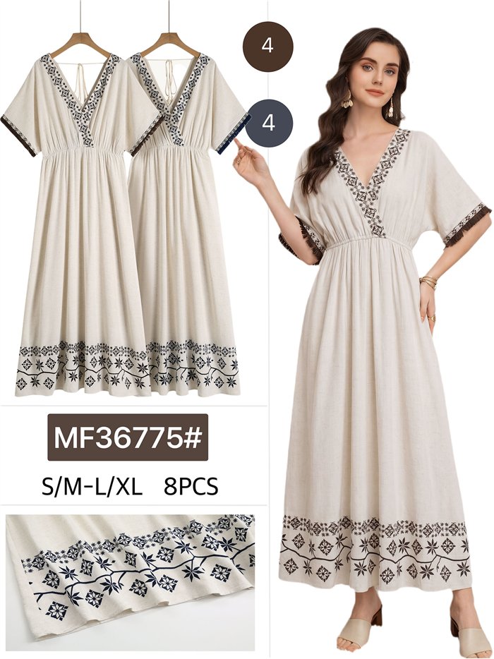 Boho embroidered maxi dress
