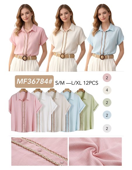 Trim detail short sleeve blouse