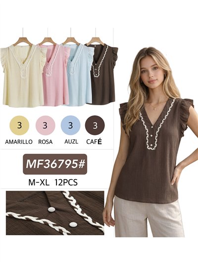 Ruffle trim crinkle blouse 2